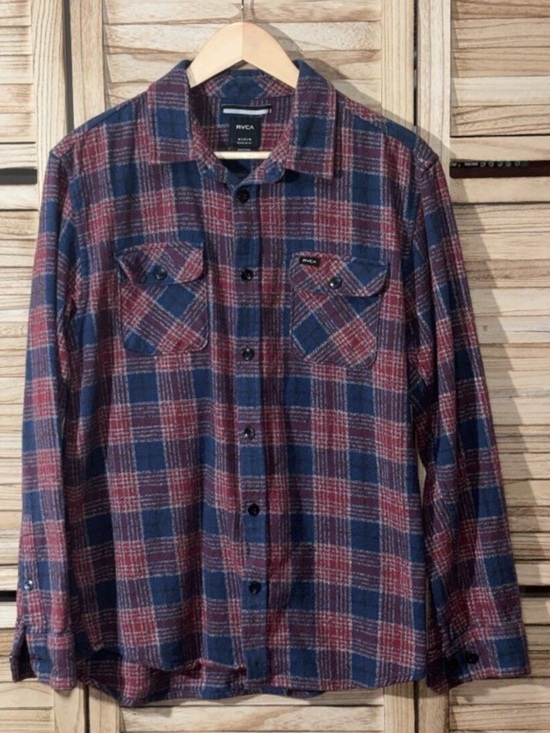 RVCA Other - RVCA Red and Blue Plaid Flannel Button-Up Shirt Thick Textured Size M